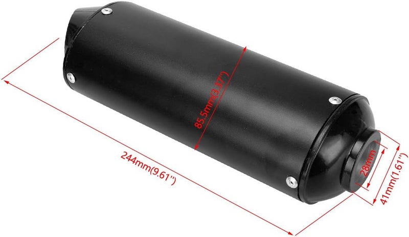 FVRITO 28mm 1.1 inch Exhaust Muffler Silencer Pipe and Clamp Gasket for 50cc 110 125cc Coolster Sport-B Taotao Chinese Dirt Pit Bike Venom ATV Quad 4 Wheeler Black - Image 3