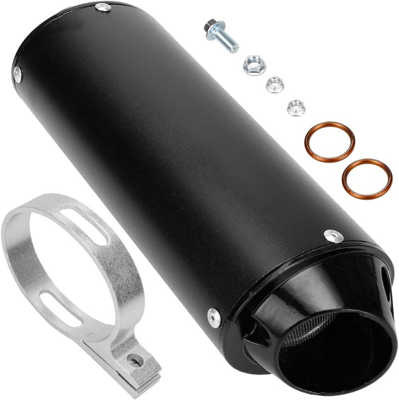 FVRITO 28mm 1.1 inch Exhaust Muffler Silencer Pipe and Clamp Gasket for 50cc 110 125cc Coolster Sport-B Taotao Chinese Dirt Pit Bike Venom ATV Quad 4 Wheeler Black - Image 1