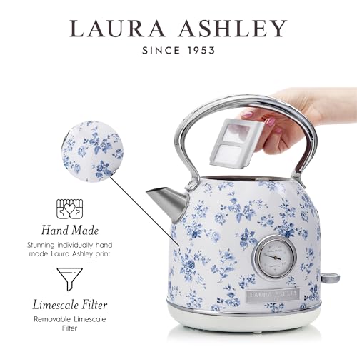 LAURA ASHLEY غلاية كهربائية من لورا آشلي مصنوعة من الفولاذ المقاوم للصدأ سعة 1.7 لتر - 1500 واط غلايات كهربائية سريعة الغليان للماء - غلايات شاي كهربائية مع إيقاف تلقائي - حماية من السخونة الزائدة والجفاف غلاية بدون سلك - Image 4