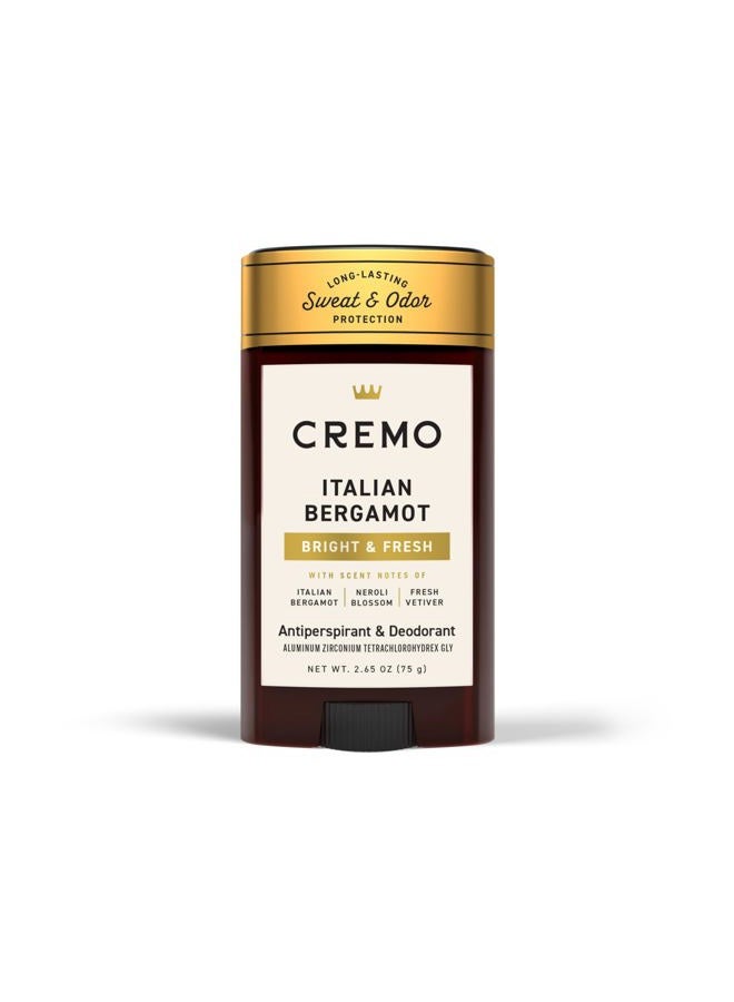 cremo Italian Bergamot Antiperspirant & Deodorant for Men, 48-hour Sweat and Odor Protection, 2.65oz - Image 1