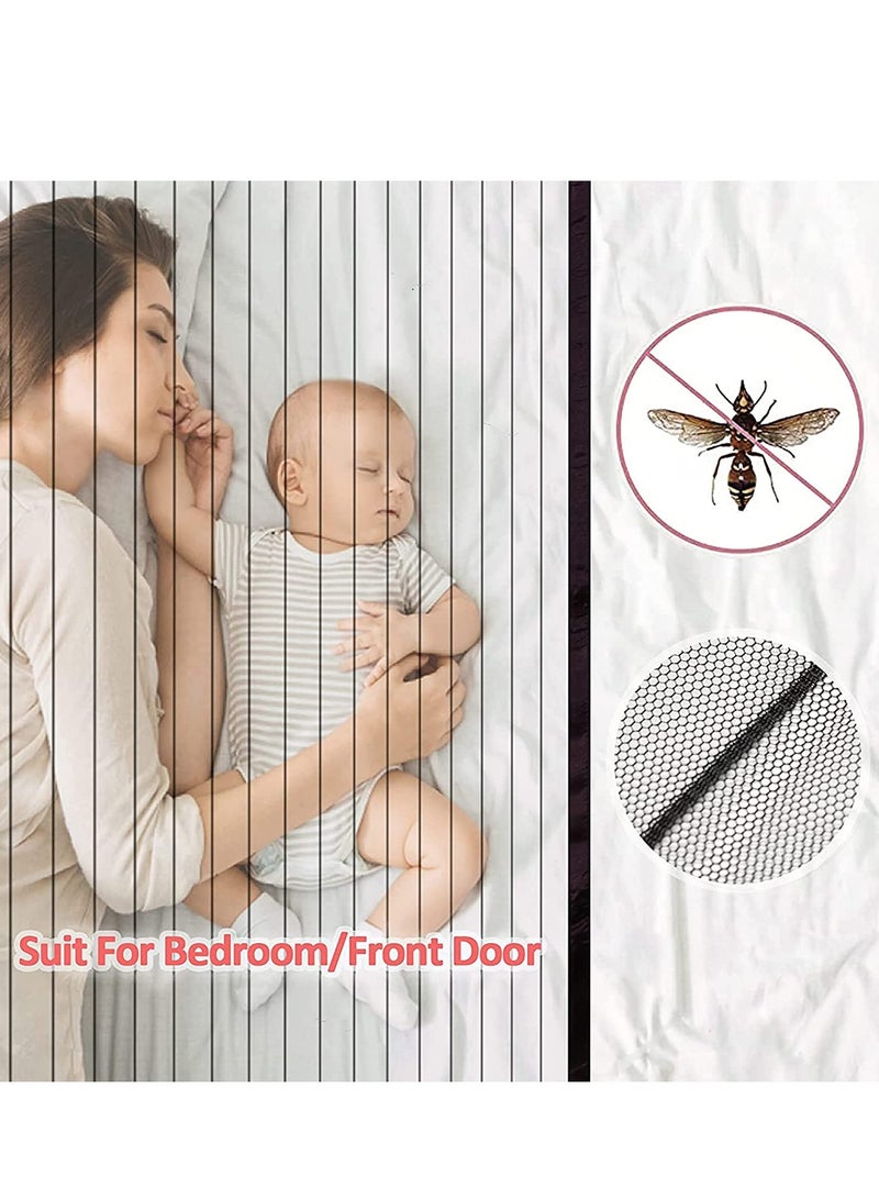 Zikra باب شاشة طيران مغناطيسي، باب شبكة ألياف زجاجية مع مغناطيس، باب شبكة ثقيلة، شاشة باب بدون استخدام اليدين، تمنع الحشرات وتسمح بدخول الهواء النقي، تغلق تلقائيًا 90 × 210 سم، أسود - Image 4