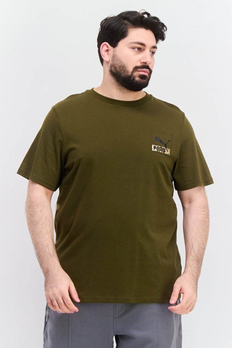 PUMA Men Sportswear Fit Brand Logo Training T-Shirt, Olive - Image 1