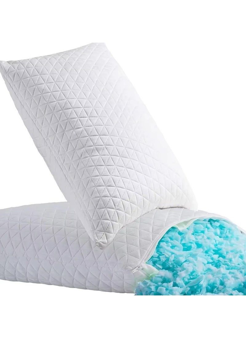 Beauenty 2PCS Shredded Sponge Feather Silk Pillow Core Bamboo Fiber Slow Rebound Pillow  - Image 1