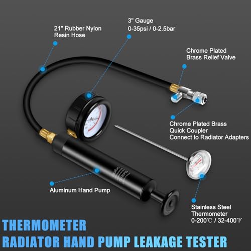 JIFETOR Radiator Pressure Leakage Tester Vacuum Cooling System Purge Coolant Refill Tool Kit 28PCS Universal Automotive Water Tank Leak Test Detector Pneumatic Vacuum Coolant Change Set - Image 3
