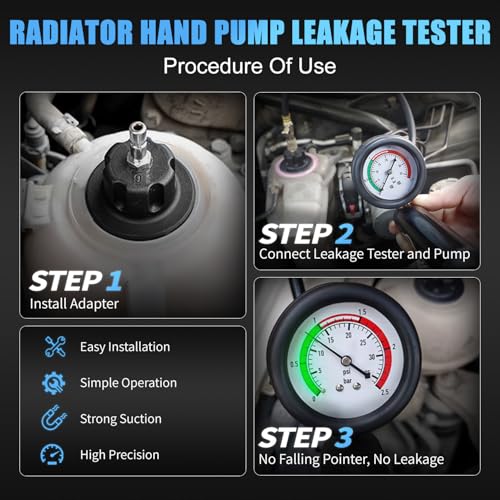 JIFETOR Radiator Pressure Leakage Tester Vacuum Cooling System Purge Coolant Refill Tool Kit 28PCS Universal Automotive Water Tank Leak Test Detector Pneumatic Vacuum Coolant Change Set - Image 4