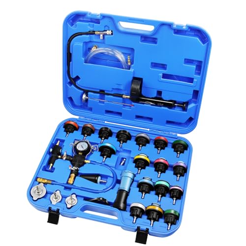 JIFETOR Radiator Pressure Leakage Tester Vacuum Cooling System Purge Coolant Refill Tool Kit 28PCS Universal Automotive Water Tank Leak Test Detector Pneumatic Vacuum Coolant Change Set - Image 1