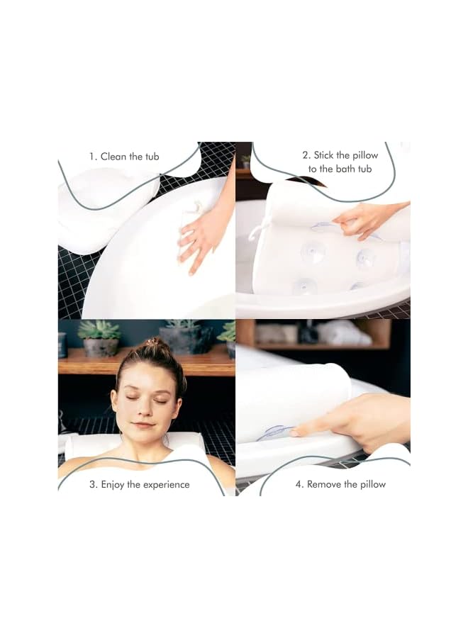SKY-TOUCH Bath Pillow Bathtub Anti-Slip Headrest for Head, Neck and Shoulder Support, Bath Pillow Fits All Bathtub, Hot Tub and Home Spa - Image 3