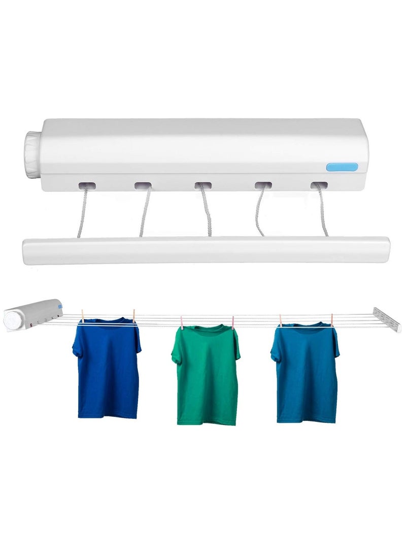 Y&D Telescopic Clothesline, Retractable Clothesline Indoor Outdoor Wall Mounted Clothes Dryer Line, Hanging White (5Ropes)  - Image 1