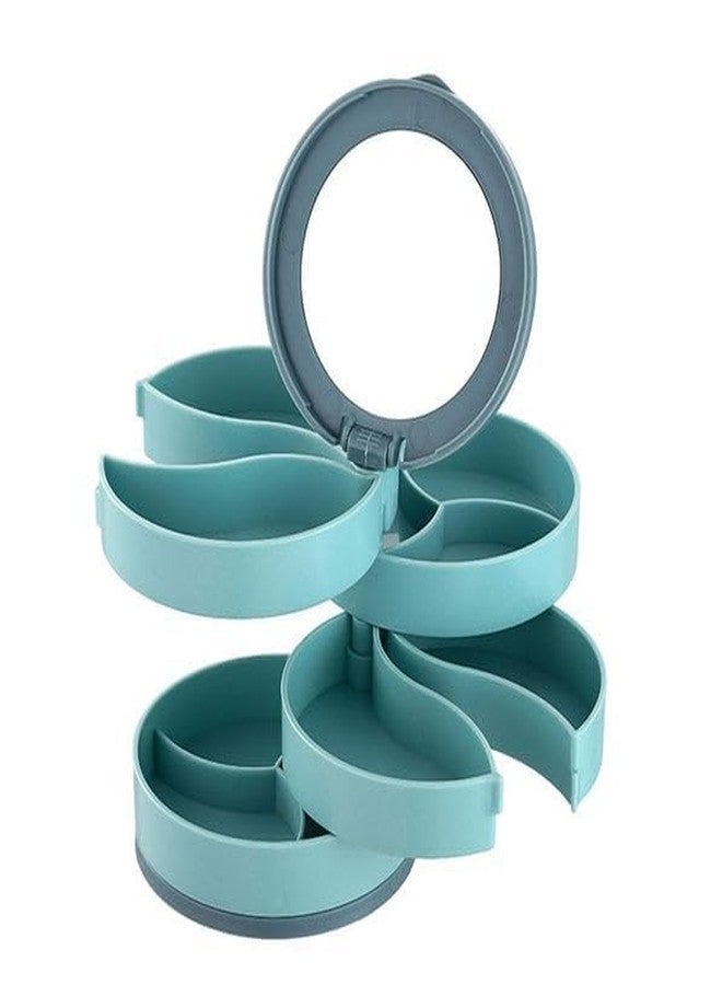 Zipron jewellery box round,Jewelry 4 Layer Box Storage Organizer Box for Multilayer Tray 360 Degree Rotating Earring Ring Bracelet Lipstick Storage Holder - Image 2