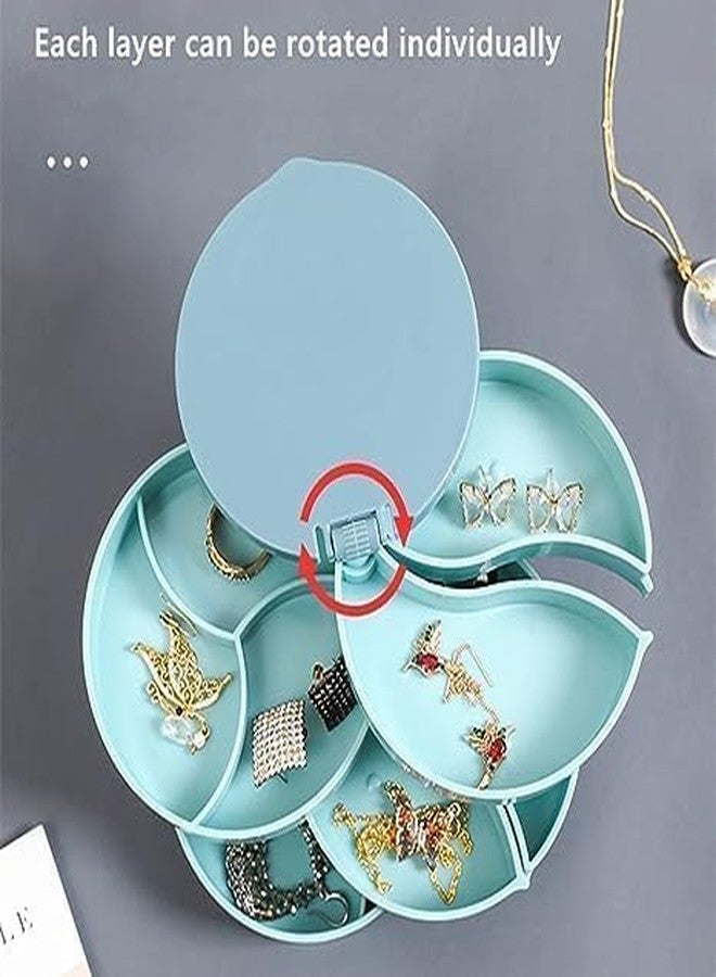 Zipron jewellery box round,Jewelry 4 Layer Box Storage Organizer Box for Multilayer Tray 360 Degree Rotating Earring Ring Bracelet Lipstick Storage Holder - Image 3