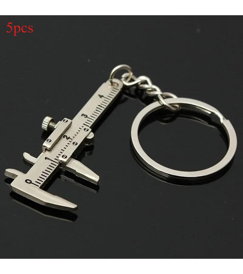5 Pack Mini Vernier Calipers Keychain 0 40mm Portable Metal Measuring Gauging Tool Traditional Style No Electricity Needed Key Ring Ruler For Car Turbo Keys - Image 1