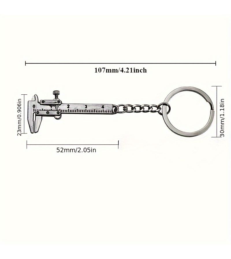 5 Pack Mini Vernier Calipers Keychain 0 40mm Portable Metal Measuring Gauging Tool Traditional Style No Electricity Needed Key Ring Ruler For Car Turbo Keys - Image 3