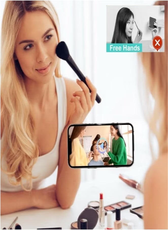 Suction Phone Case Mount, 4Pcs Silicone Phone Suction Grip Compatible with iPhone and Android Cases, Anti-Slip Hands-Free Mobile Accessory Holder, Sticky Phone Grip for Tiktok Videos and Selfies(Transparent) - Image 2