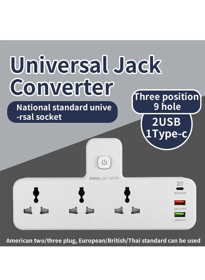 Bukela 4 in 1 Outlet Extension, 2 Universal Outlets, 20W USB-С Quick Charge, 2 USB-A QC3.0, with Night Light - Image 1