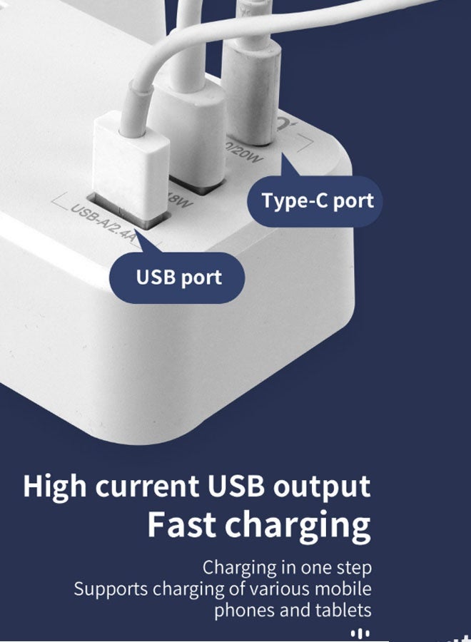 Bukela 4 in 1 Outlet Extension, 2 Universal Outlets, 20W USB-С Quick Charge, 2 USB-A QC3.0, with Night Light - Image 3