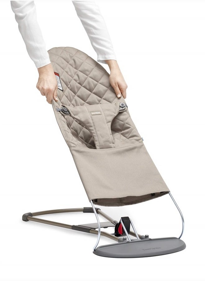 BABYBJORN - Fabric Seat for Bouncer, Sand Gray, Cotton, Sand Gray, 1 Count (Pack of 1) - Image 1