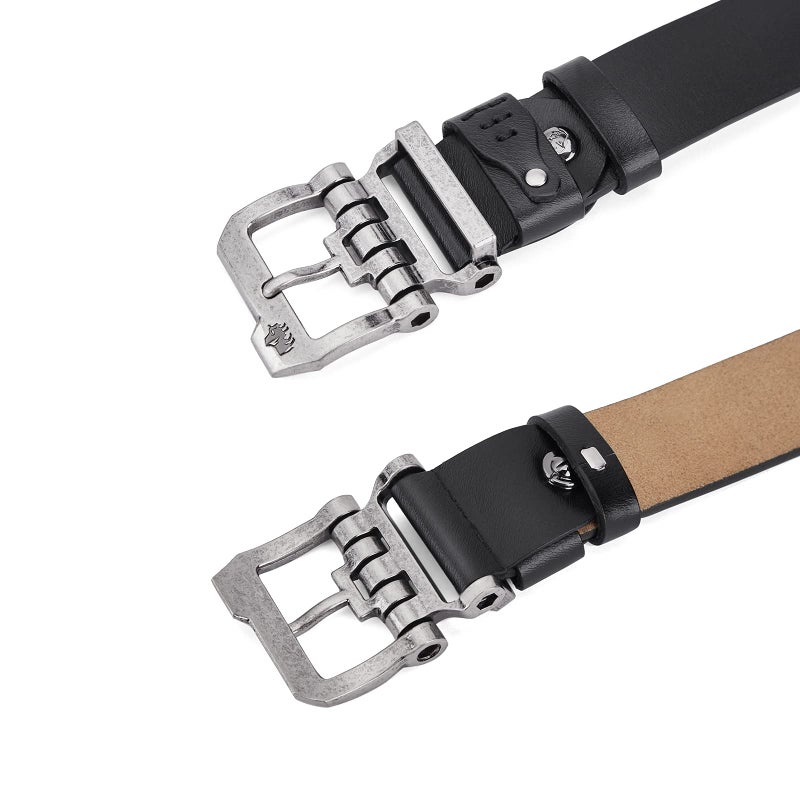 BISON DENIM Men's Belts Leather Dress Genuine Leather Classic Heavy Duty Buckle Belt Casual for Jeansâ€¦ - Image 3