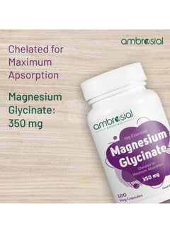 ambrosial Pack Of 1 Magnesium Glycinate 350 Mg- 120 Capsules  - Image 2