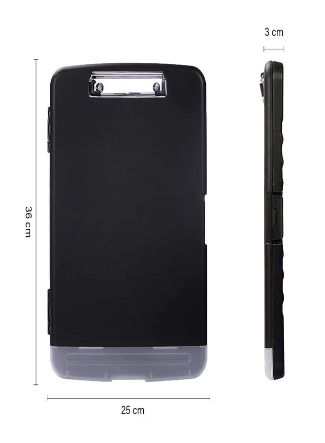 oddpod™ Moto Heavy Duty Clipboard with Side Opening/Clip Pad with Low Profile Clip for Dual Storage of A4 Papers and Pen Holder (Black) - Image 3