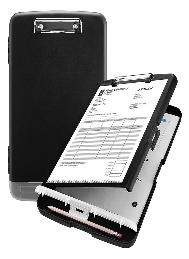 oddpod™ Moto Heavy Duty Clipboard with Side Opening/Clip Pad with Low Profile Clip for Dual Storage of A4 Papers and Pen Holder (Black) - Image 1