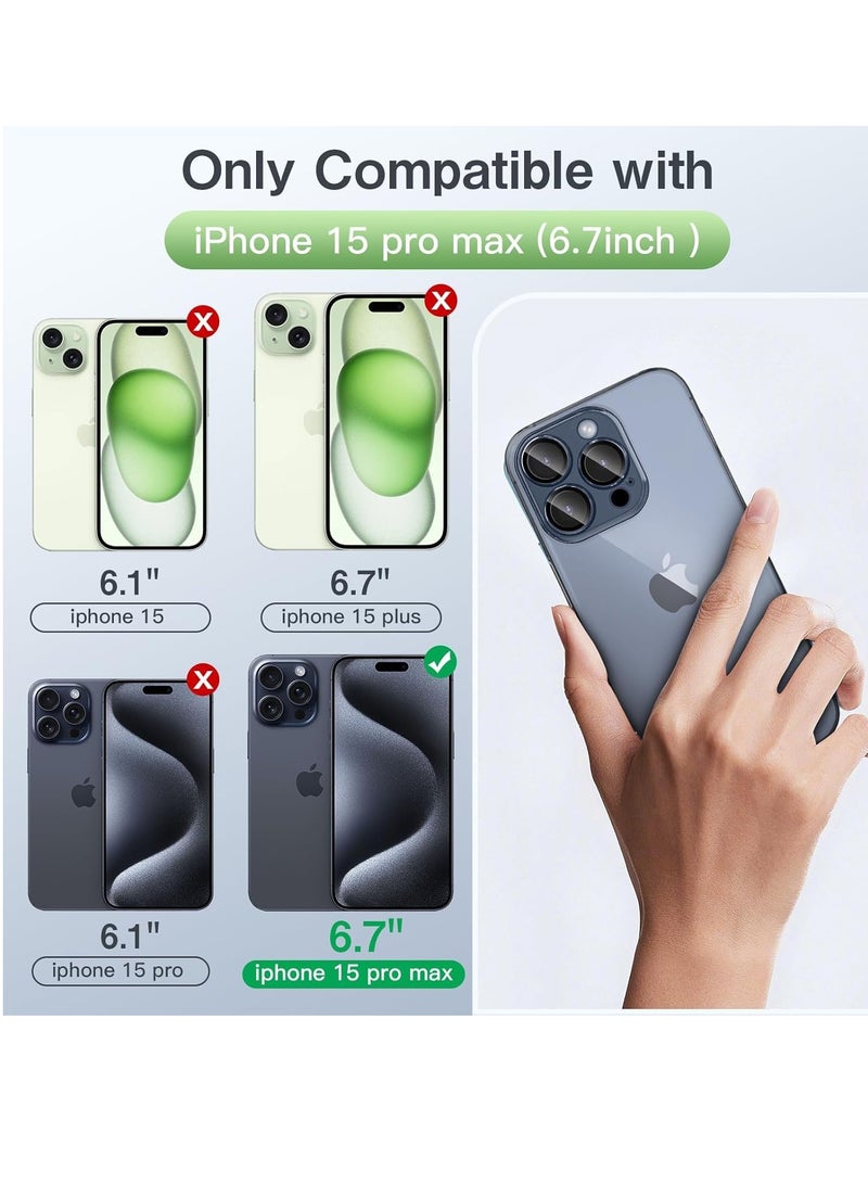 إلترازون ELTRAZONE 3-in-1 Clear Case for iPhone 15 Pro Max – Includes Camera Cover & 2 Tempered Glass Screen Protectors, Slim Shockproof TPU with Military Drop Defense - Image 2