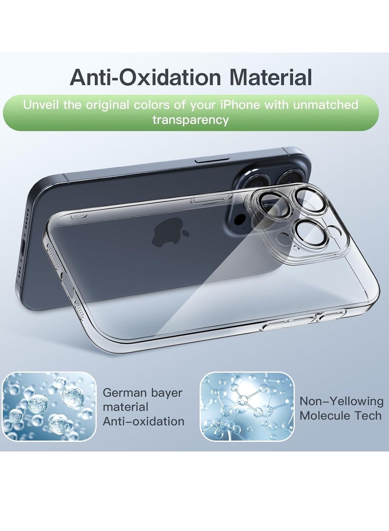 إلترازون ELTRAZONE 3-in-1 Clear Case for iPhone 15 Pro Max – Includes Camera Cover & 2 Tempered Glass Screen Protectors, Slim Shockproof TPU with Military Drop Defense - Image 5