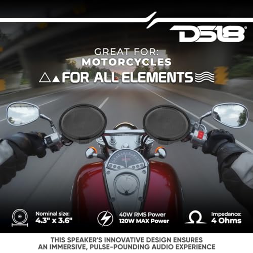 DS18 مكبر صوت DS18 RYDERBT كامل النطاق للدراجات النارية - مكبرات صوت بلوتوث مقاومة للماء 120 واط - وحدات صوت مثبتة على المقود - منفذ USB للموسيقى والشحن - زوج - Image 4