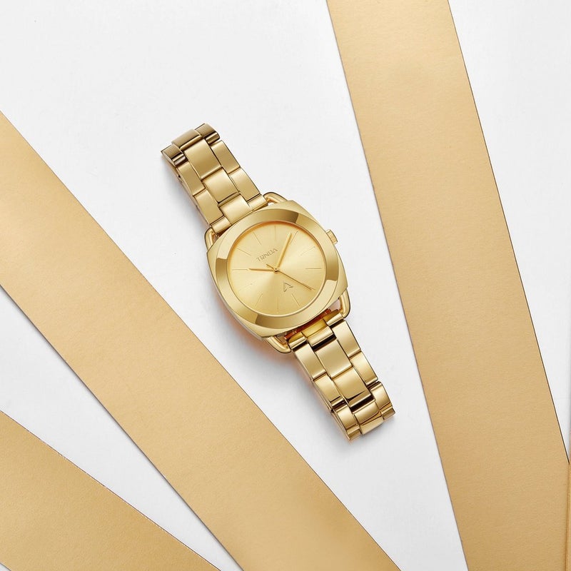 ترندا ساعات TRNDA النسائية بهيكل من الفولاذ المقاوم للصدأ باللون الذهبي وسوار من الفولاذ المقاوم للصدأ باللون الذهبي. - Image 5