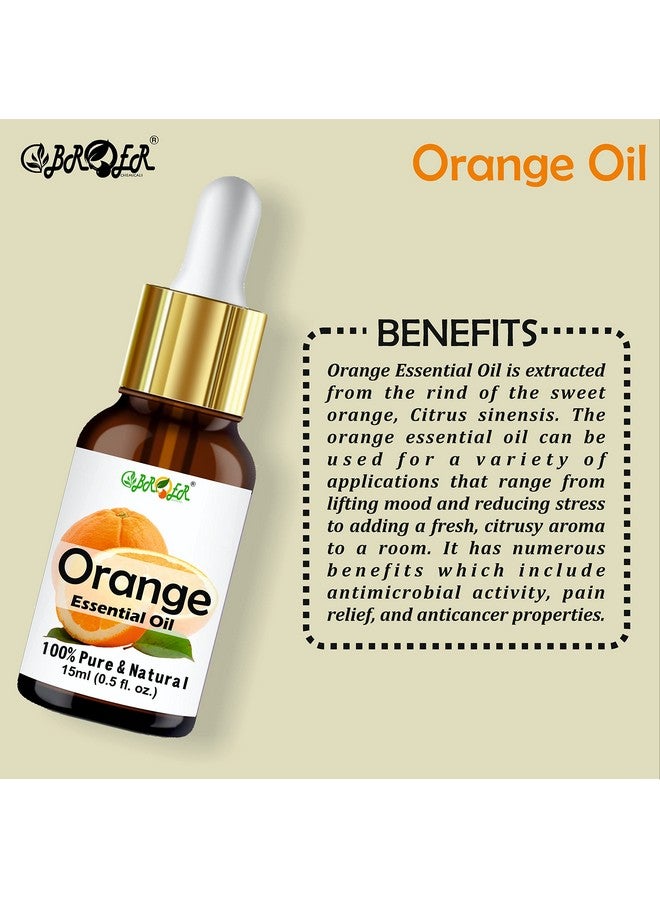 BROER Rose Oil and Orange Essential Oil Combo Pack (15ml + 15ml) - For Skin, Hair, Face, Acne Care & Aroma Therapy - 100% Pure, Natural & Undiluted Refreshing Essential Oil - pack of 2 - Image 2