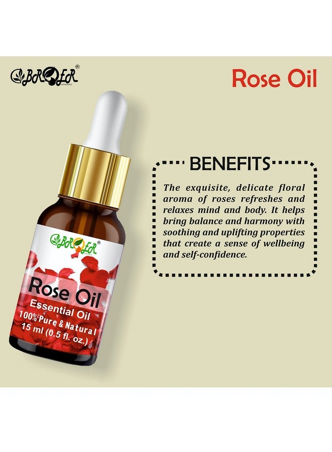 BROER Rose Oil and Orange Essential Oil Combo Pack (15ml + 15ml) - For Skin, Hair, Face, Acne Care & Aroma Therapy - 100% Pure, Natural & Undiluted Refreshing Essential Oil - pack of 2 - Image 3