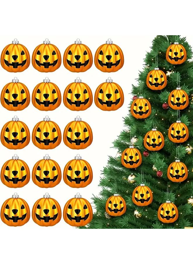 Pumpkin Shaped Christmas Halloween Ornaments 12 Pack Durable Plastic Hanging Decor - Image 2