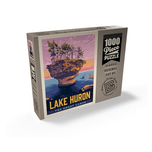 MyPuzzle.com MyPuzzle Great Lakes Lake Huron Vintage Poster Premium 1000 Piece Jigsaw Puzzle for Adults - Image 5