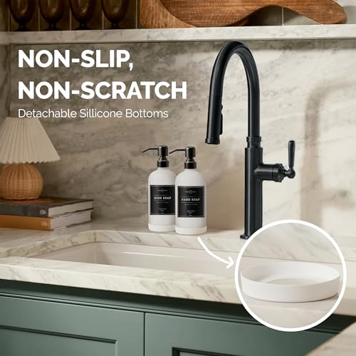 Vine Creations White Glass Soap Dispenser, 2 Pack Kitchen Soap Dispenser Set with Stainless Steel Pump, 16 oz Dish Soap and Hand Soap Dispensers for Bathroom with Waterproof Labels - Image 3