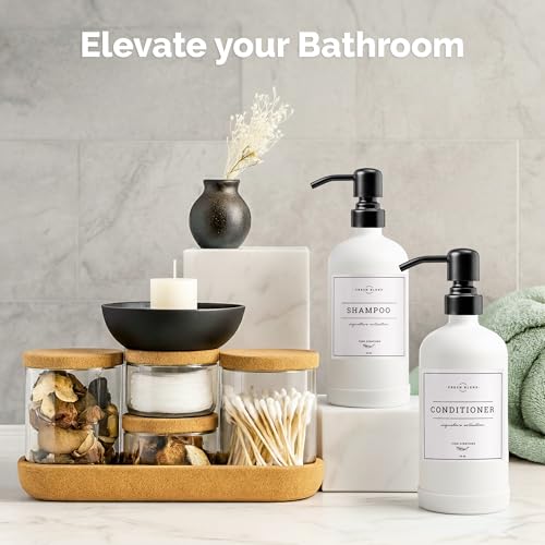 Vine Creations White Glass Soap Dispenser, 2 Pack Kitchen Soap Dispenser Set with Stainless Steel Pump, 16 oz Dish Soap and Hand Soap Dispensers for Bathroom with Waterproof Labels - Image 4