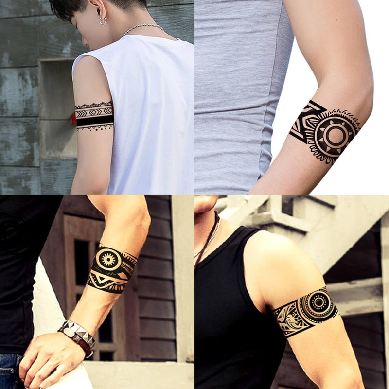 جلاري ييرز Glaryyears Arm Band Tattoo المؤقتة - 18 حزمة طويلة جدًا ذات حجم طويل واقعية وبولينيزيان ماوري على غرار الوشم الوشم الوشم الوشم لدائرة الكاحل المعصم القبلية والطوطم - Image 2