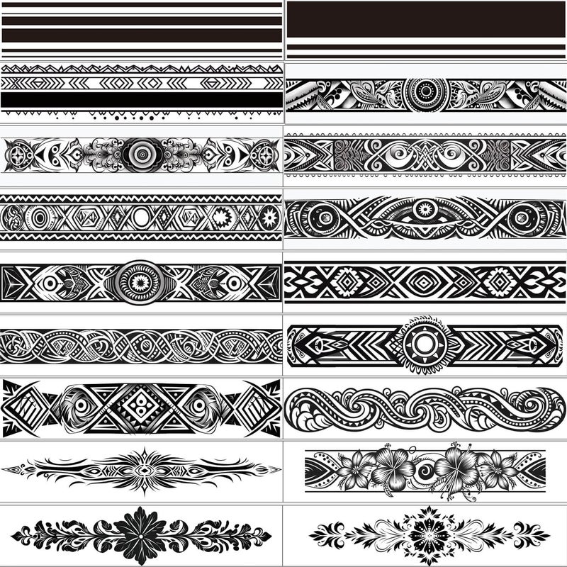 جلاري ييرز Glaryyears Arm Band Tattoo المؤقتة - 18 حزمة طويلة جدًا ذات حجم طويل واقعية وبولينيزيان ماوري على غرار الوشم الوشم الوشم الوشم لدائرة الكاحل المعصم القبلية والطوطم - Image 5
