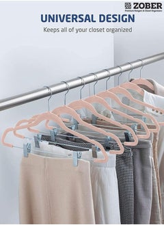 ZOBER Zuber Luxury Velvet Hanger with Silver Clips, 20 Pack  - Image 2