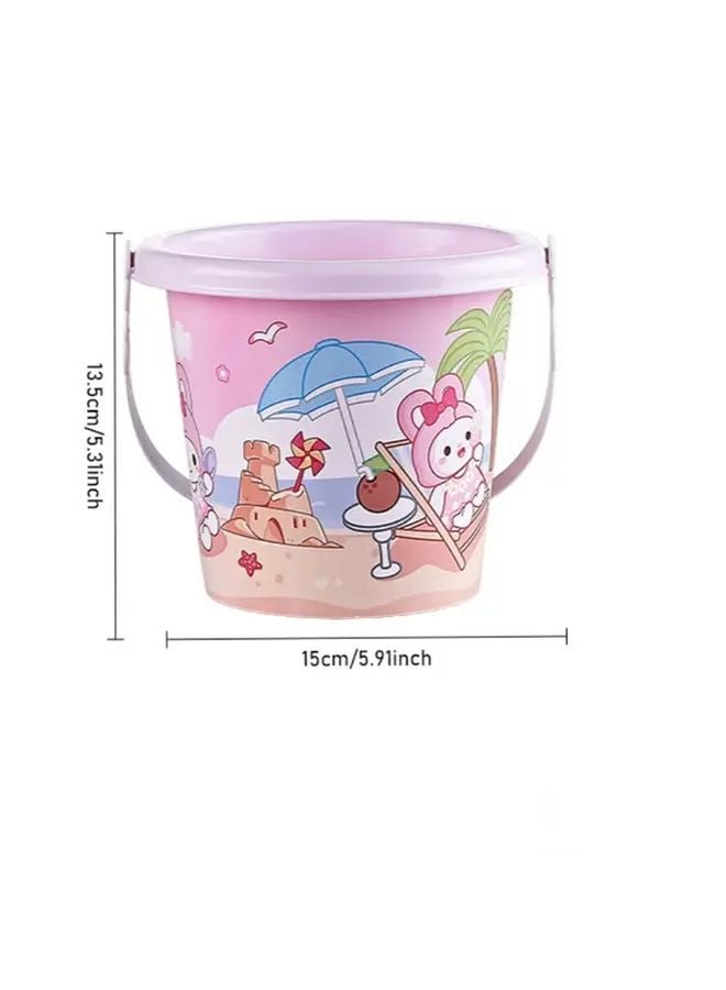 5pcs Cartoon Rabbit Beach Dump Truck Set With Funnel Sand Digging Tool Shovel - Image 3