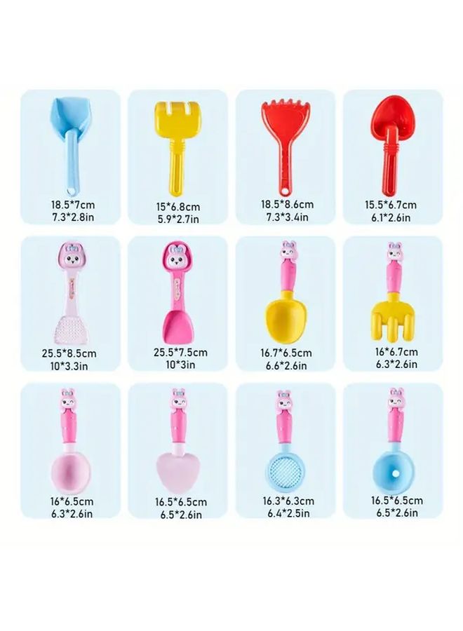 5pcs Cartoon Rabbit Beach Dump Truck Set With Funnel Sand Digging Tool Shovel - Image 5