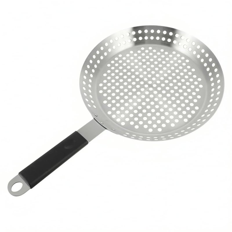 Snevad Snevad BBQ Frying Pan Stainless Steel Grill Tray Non Stick Barbecue Basket Oil Drain Holes & Handle for High-Temperature Baking Serving Food Grill Bowl/Plate for Camping Cookware,Picnics (51x30x4 CM)  - Image 1