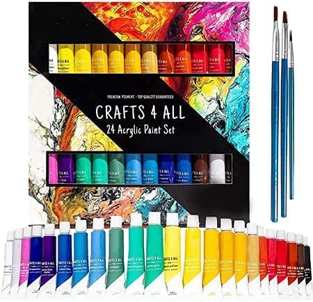 soletal Acrylic Paint Set of 24 Colors NonToxic Vibrant for Paper Canvas Wood Ceramics Fabric Crafts Rich Durable Pigments for Beginners Students Professionals