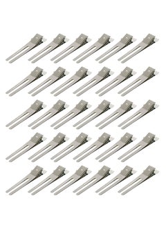 Axe Sickle 30 Pcs Hairdressing Double Prong Curl Clips 18 Setting Section Clips for Hair Bows Styling Clips for Salons and Barbers Silver 