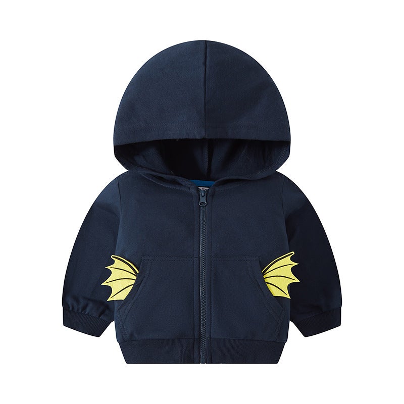 be top children's baby spring new cartoon dinosaur printing boys hooded Korean zipper shirt a generation of hair - Image 3