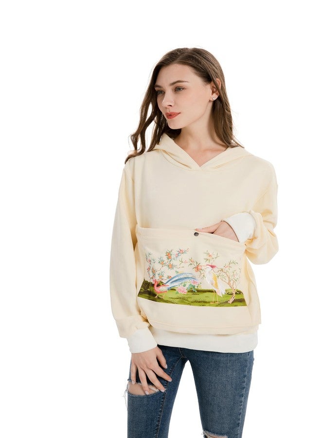 ALYC Cat Dog Carrier Hoodie Big Pet Pouch Sweatshirt Puppy Kitten Holder Pullover Top Graphic Print Kangaroo Hoodies Beige - Image 1