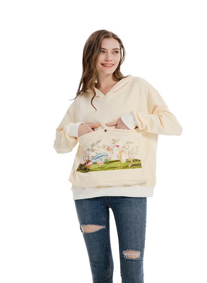 ALYC Cat Dog Carrier Hoodie Big Pet Pouch Sweatshirt Puppy Kitten Holder Pullover Top Graphic Print Kangaroo Hoodies Beige - Image 5