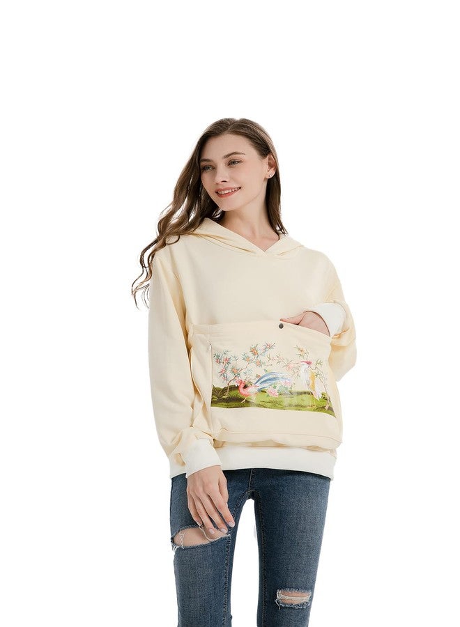 ALYC Cat Dog Carrier Hoodie Big Pet Pouch Sweatshirt Puppy Kitten Holder Pullover Top Graphic Print Kangaroo Hoodies Beige - Image 2