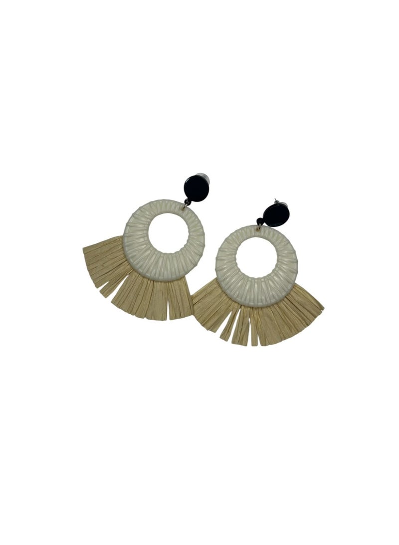 Women's round earrings with an elegant handmade design – multi-colored, lightweight, and trendy for summer outings and travel.