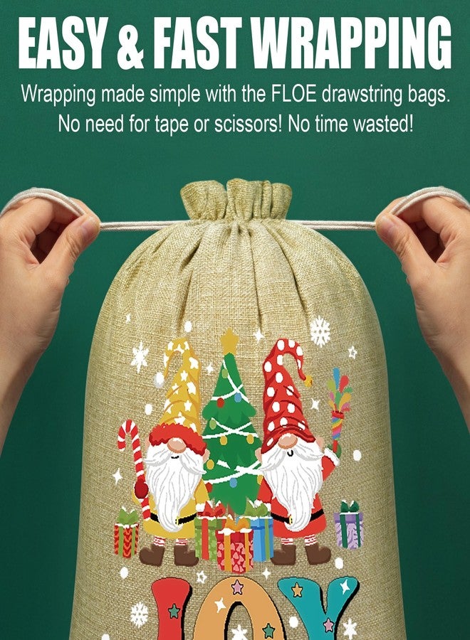 FLOE 12 PCS Burlap Christmas Drawstring Gift Bags, 10x12in Christmas Linen Gift Bags w/ Tags, Medium Xmas Burlap Sacks Jute Goody Gifts Bag Candy Treat Bags Reusable Gifts Wrapping for Holiday Party Favors - Image 3