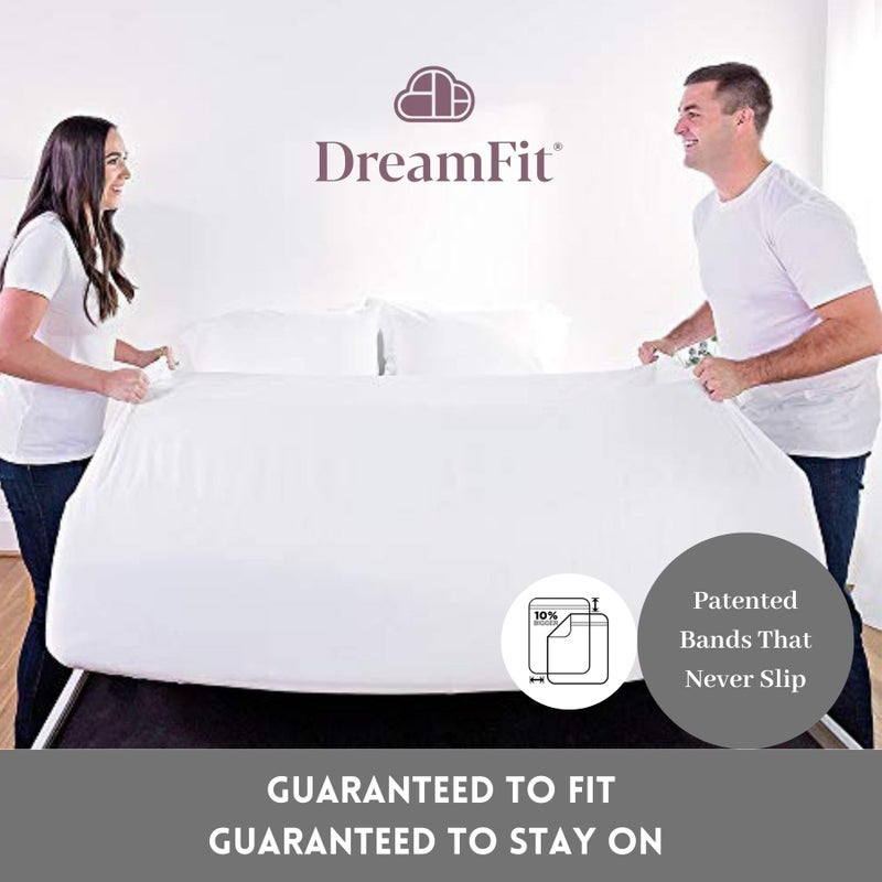 DreamFit DreamCool 100% Pima Cotton Sheets with Elastic Corner Straps 20 Inch Extra Deep Pocket Crafted in USA Bedding Guaranteed to Stay On Luxury Sheets Queen Sheets Set Ivory - Image 5