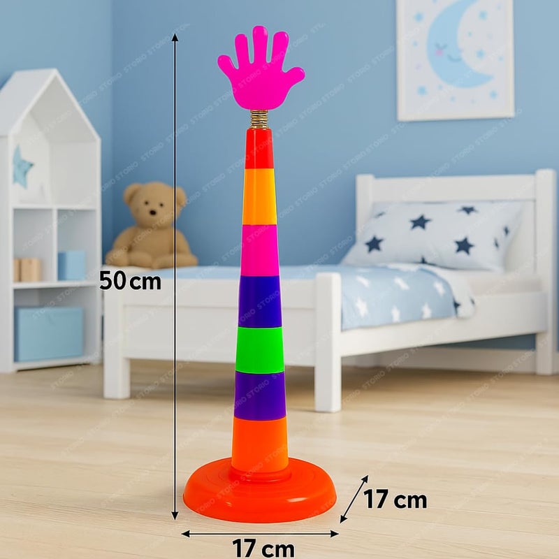 Storio لعبة رمي الحلقات 2 في 1 للأطفال | نشاط تعليمي ممتع داخلي وخارجي | لعبة رمي الأهداف والحلقات المتراكمة | لعبة بلاستيكية ملونة للأطفال | هدية عيد ميلاد للأطفال من 1-5 سنوات - Image 5